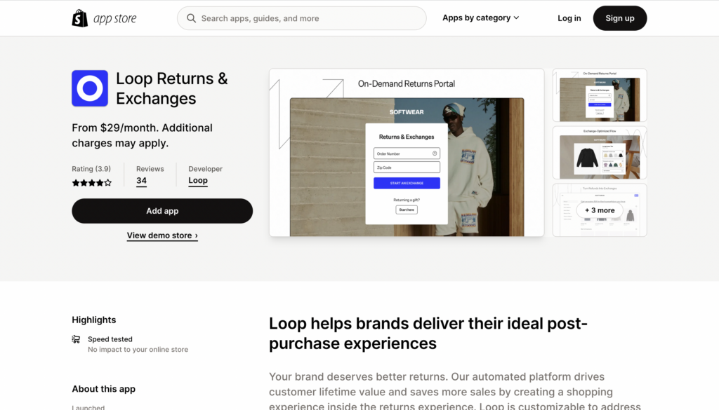 loop ecommerce returns shopify app store